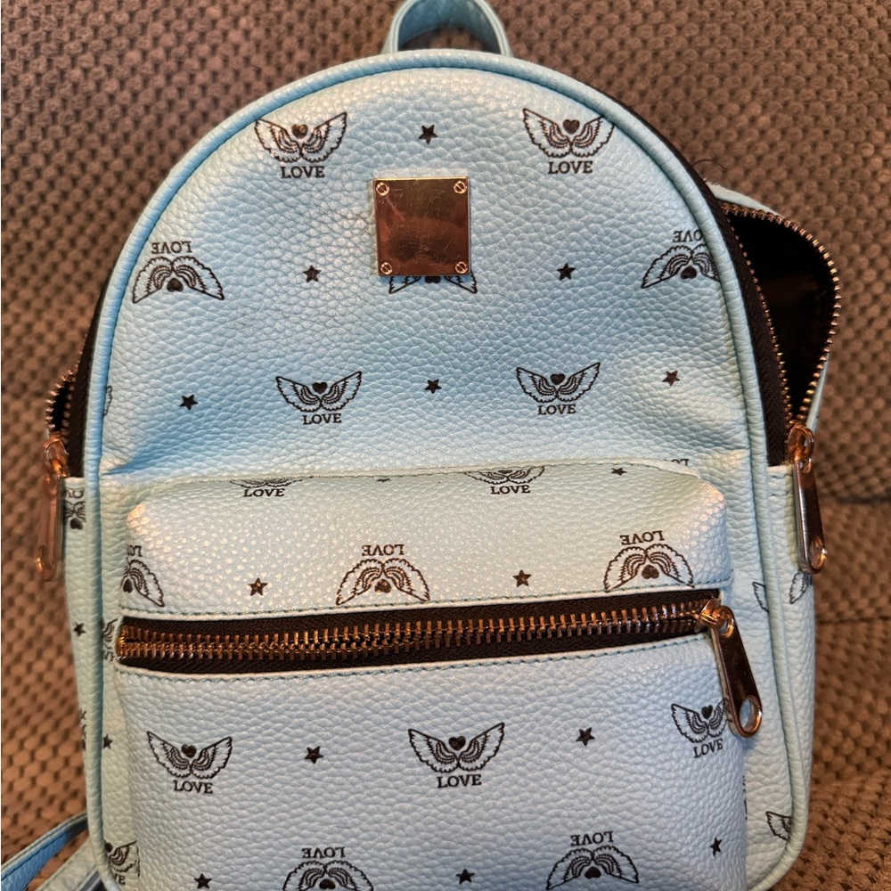 Icing Sky Blue Mini Backpack with Black Details